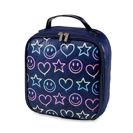 Navy Puffer Insulated Lunch Box with Smiley Drip
